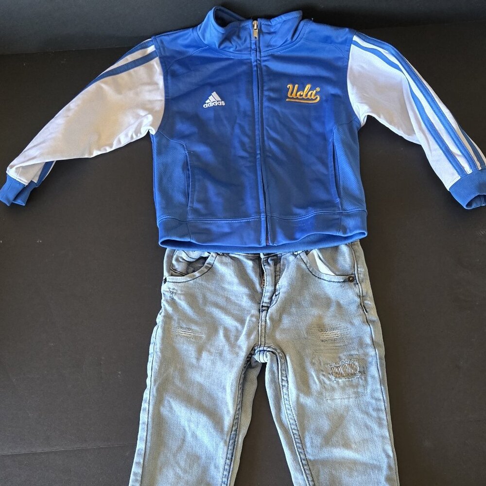 UCLA Bruins ADIDAS Youth Track Jacket and Faded ripped Jeans 3T